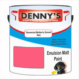 Denny's Emulsion Paint For Walls Colour- Rosewood Mulberry Sunset Red - Matte Wipe-Clean Durable Coverage