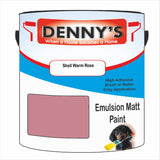 Denny's Emulsion Paint For Ceilings Colour- Shell Warm Rose - Matte Low-Splatter Stain-Hide Bright