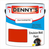 Denny's Emulsion Paint For Ceilings Colour- Charm Candlelight Red - Matte Low-Splatter Stain-Hide Bright