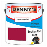 Denny's Emulsion Paint For Ceilings Colour- Sunset Crimson Red - Matte Low-Splatter Stain-Hide Bright