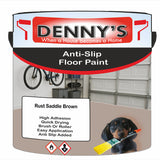 Denny's Floor Paint For Grip Coating Colour- Rust Saddle Brown - Anti-Slip Hardwearing Safe