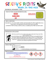 Skoda Octavia Rs Mamba Green Lg6E Health and safety instructions for use