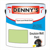Denny's Emulsion Paint For Ceilings Colour- Thyme Laurel Wreath Green - Matte Low-Splatter Stain-Hide Bright
