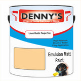 Denny's Emulsion Paint For Walls Colour- Linen Rustic Taupe Tan - Matte Wipe-Clean Durable Coverage