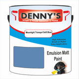 Denny's Emulsion Paint For Walls Colour- Moonlight Tranquil Soft Blue - Matte Wipe-Clean Durable Coverage