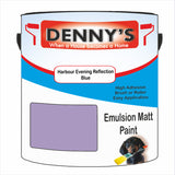 Denny's Emulsion Paint For Ceilings Colour- Harbour Evening Reflection Blue - Matte Low-Splatter Stain-Hide Bright