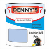 Denny's Emulsion Paint For Walls Colour- Soft Moonlight Mist Blue - Matte Wipe-Clean Durable Coverage