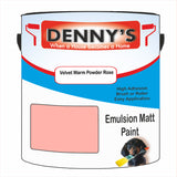 Denny's Emulsion Paint For Ceilings Colour- Velvet Warm Powder Rose - Matte Low-Splatter Stain-Hide Bright