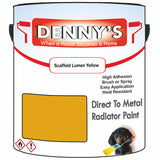 Denny's High Temp Paint For Radiators Colour- Scaffold Lumen Yellow - Heatproof No-Yellow Durable