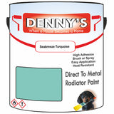 Denny's High Temp Paint For Radiators Colour- Seabreeze Turquoise - Heatproof No-Yellow Durable