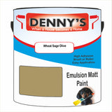Denny's Emulsion Paint For Ceilings Colour- Wheat Sage Olive - Matte Low-Splatter Stain-Hide Bright