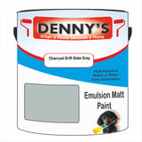 Denny's Emulsion Paint For Walls Colour- Charcoal Drift Slate Grey - Matte Wipe-Clean Durable Coverage