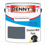 Denny's Emulsion Paint For Ceilings Colour- Silver Smoke Pewter Grey - Matte Low-Splatter Stain-Hide Bright