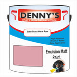 Denny's Emulsion Paint For Ceilings Colour- Satin Grace Warm Rose - Matte Low-Splatter Stain-Hide Bright