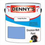 Denny's Emulsion Paint For Ceilings Colour- Twilight Sky Blue - Matte Low-Splatter Stain-Hide Bright