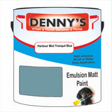 Denny's Emulsion Paint For Walls Colour- Harbour Mist Tranquil Blue - Matte Wipe-Clean Durable Coverage