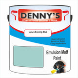 Denny's Emulsion Paint For Ceilings Colour- Azure Evening Blue - Matte Low-Splatter Stain-Hide Bright