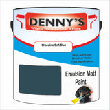Denny's Emulsion Paint For Ceilings Colour- Shoreline Soft Blue - Matte Low-Splatter Stain-Hide Bright