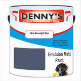Denny's Emulsion Paint For Walls Colour- Mist Moonlight Blue - Matte Wipe-Clean Durable Coverage