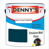 Denny's Emulsion Paint For Walls Colour- Denim Tranquil Twilight Blue - Matte Wipe-Clean Durable Coverage