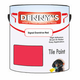 Denny's Tile Paint For Bathroom Tile Colour- Signal Overdrive Red - Moistureproof Easy-Clean Makeover