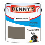 Denny's Emulsion Paint For Walls Colour- Moon Stone Slate Grey - Matte Wipe-Clean Durable Coverage