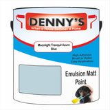 Denny's Emulsion Paint For Walls Colour- Moonlight Tranquil Azure Blue - Matte Wipe-Clean Durable Coverage