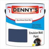 Denny's Emulsion Paint For Ceilings Colour- Storm Breeze Ocean Blue - Matte Low-Splatter Stain-Hide Bright