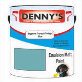Denny's Emulsion Paint For Ceilings Colour- Sapphire Tranquil Twilight Blue - Matte Low-Splatter Stain-Hide Bright