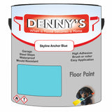 Denny's Floor Paint For Garages Colour- Skyline Anchor Blue - Oilproof Tyre-Tough Hardwearing