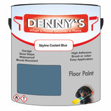 Denny's Floor Paint For Garages Colour- Skyline Coolant Blue - Oilproof Tyre-Tough Hardwearing
