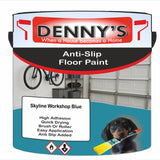 Denny's Floor Paint For Grip Coating Colour- Skyline Workshop Blue - Anti-Slip Hardwearing Safe