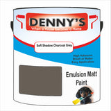 Denny's Emulsion Paint For Walls Colour- Soft Shadow Charcoal Grey - Matte Wipe-Clean Durable Coverage