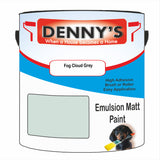 Denny's Emulsion Paint For Ceilings Colour- Fog Cloud Grey - Matte Low-Splatter Stain-Hide Bright