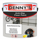 Denny's Floor Paint For Grip Coating Colour- Smoke Steelworks Grey - Anti-Slip Hardwearing Safe