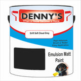 Denny's Emulsion Paint For Ceilings Colour- Drift Soft Cloud Grey - Matte Low-Splatter Stain-Hide Bright