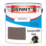 Denny's Emulsion Paint For Ceilings Colour- Slate Cloud Grey - Matte Low-Splatter Stain-Hide Bright
