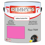 Denny's Floor Paint For Garages Colour- Softline Fuchsia Pink - Oilproof Tyre-Tough Hardwearing