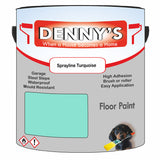 Denny's Floor Paint For Garages Colour- Sprayline Turquoise - Oilproof Tyre-Tough Hardwearing