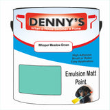 Denny's Emulsion Paint For Ceilings Colour- Whisper Meadow Green - Matte Low-Splatter Stain-Hide Bright