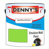 Denny's Emulsion Paint For Ceilings Colour- Basil Willow Soft Green - Matte Low-Splatter Stain-Hide Bright