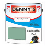 Denny's Emulsion Paint For Ceilings Colour- Forest Thyme Green - Matte Low-Splatter Stain-Hide Bright