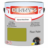 Denny's Floor Paint For Garages Colour- Spruce Hose Green - Oilproof Tyre-Tough Hardwearing