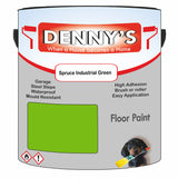 Denny's Floor Paint For Garages Colour- Spruce Industrial Green - Oilproof Tyre-Tough Hardwearing