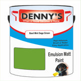 Denny's Emulsion Paint For Ceilings Colour- Basil Mint Sage Green - Matte Low-Splatter Stain-Hide Bright