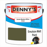 Denny's Emulsion Paint For Ceilings Colour- Garden Meadow Willow Green - Matte Low-Splatter Stain-Hide Bright