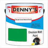 Denny's Emulsion Paint For Ceilings Colour- Wreath Forest Natural Green - Matte Low-Splatter Stain-Hide Bright