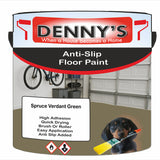 Denny's Floor Paint For Grip Coating Colour- Spruce Verdant Green - Anti-Slip Hardwearing Safe