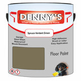Denny's Floor Paint For Garages Colour- Spruce Verdant Green - Oilproof Tyre-Tough Hardwearing
