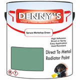Denny's High Temp Paint For Pipes Colour- Spruce Workshop Green - Heatproof Corrosionguard Durable